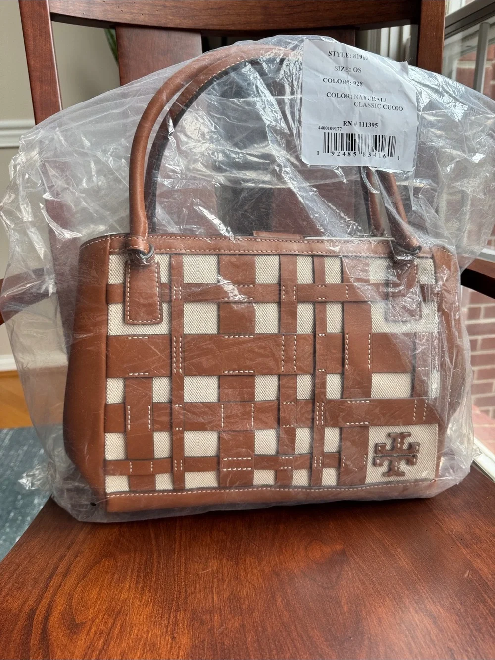 Tory Burch McGraw Canvas Woven Satchel